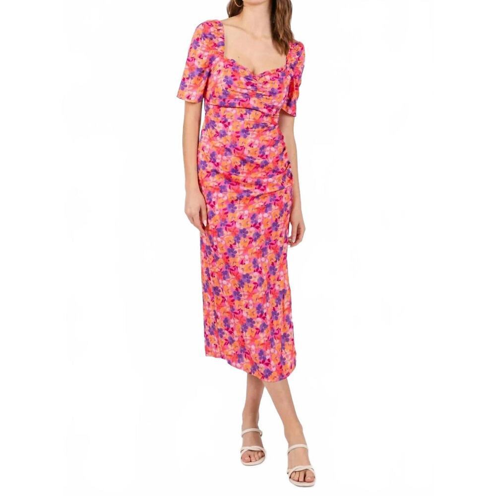 FORE Rio Midi Sheath Dress In Pink Multi Floral Womens Size S *EUC - Picture 1 of 12